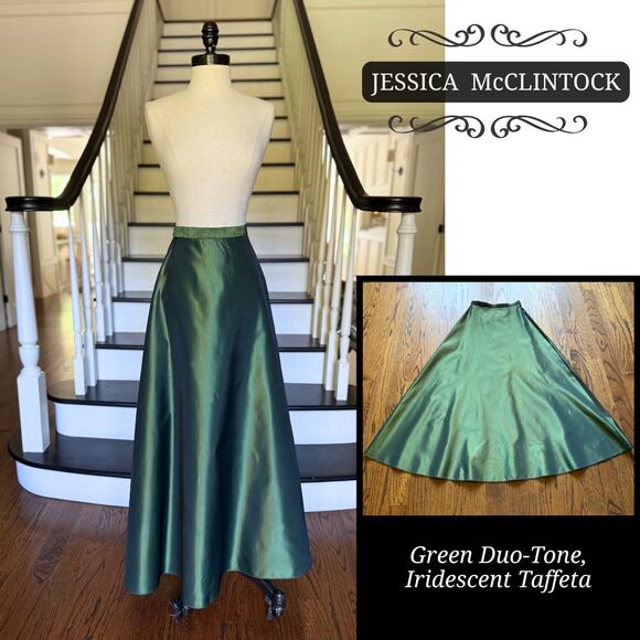 Vintage 90s Y2K Jessica McClintock Green Skirt Victorian Goth SteamPunk Costume - Picture 1 of 10